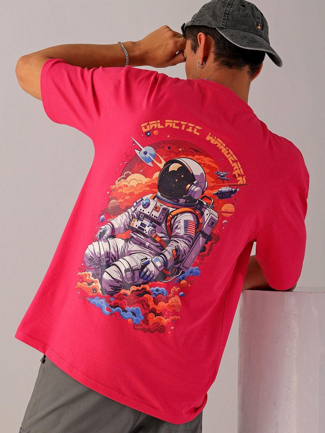 The Indian Garage Co Men Back Printed Oversized Round Neck T-shirt