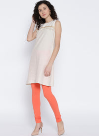 Orange Solid Leggings