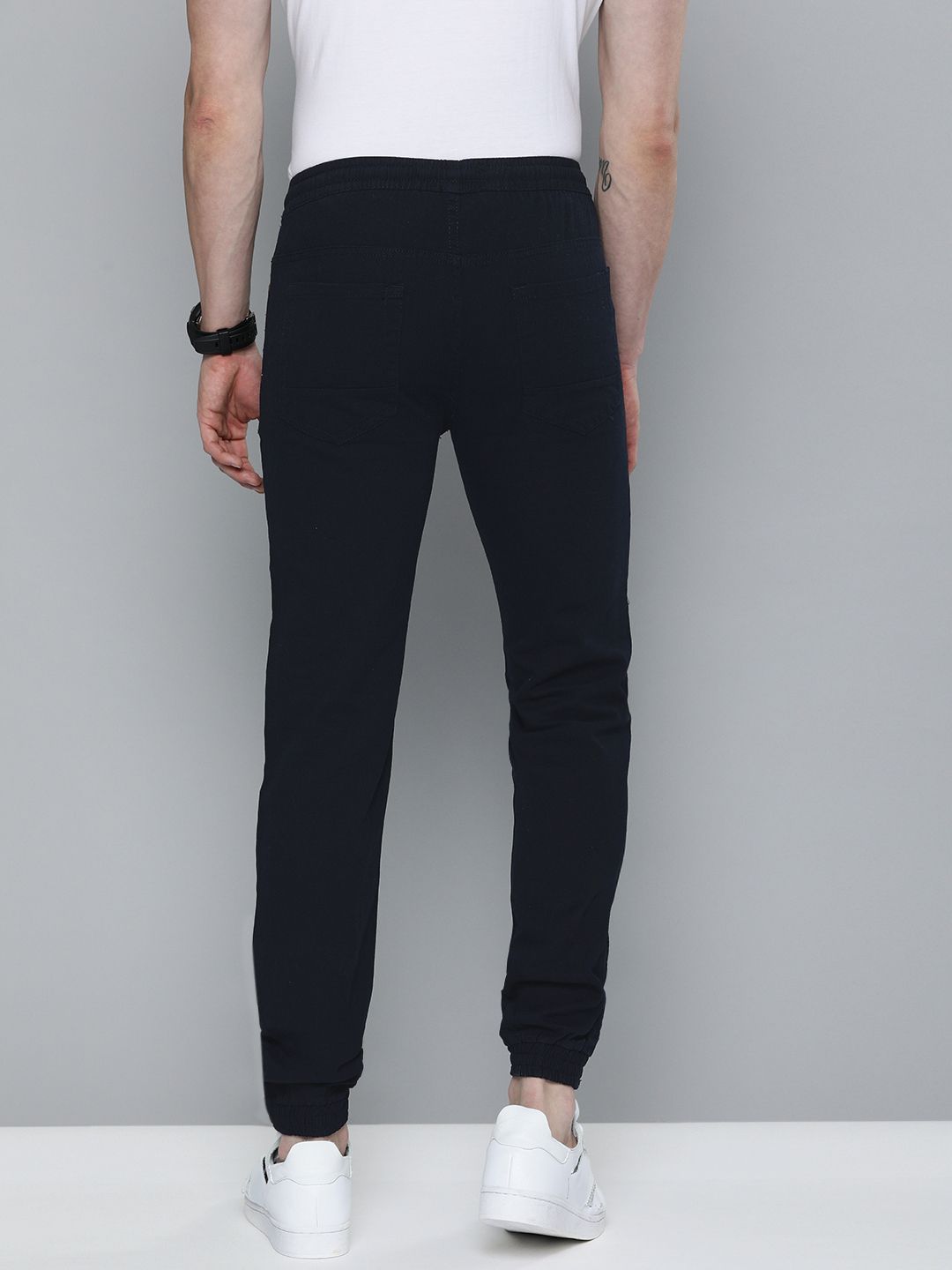 The Indian Garage Co Men Navy Blue Slim Fit Joggers Trousers