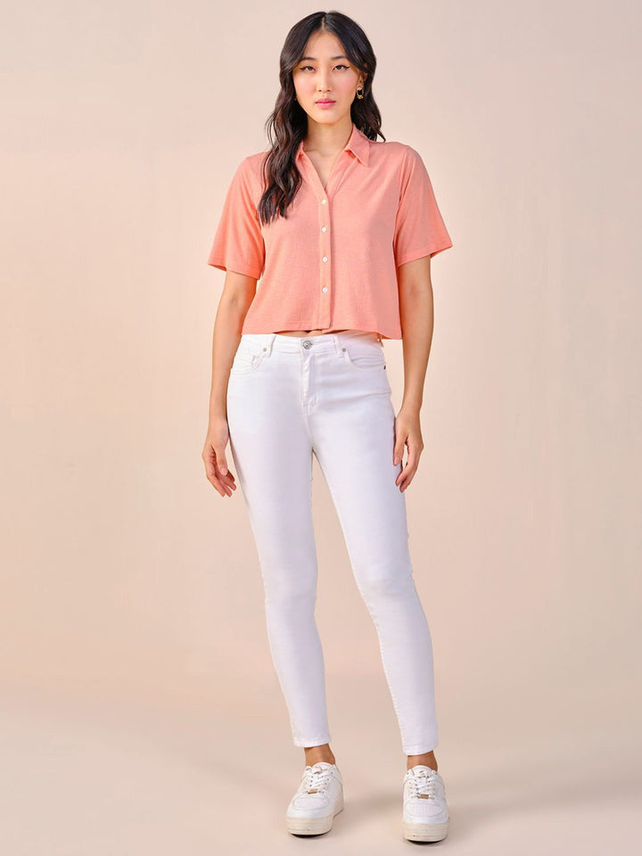 AND Flared Sleeve Shirt Style Top