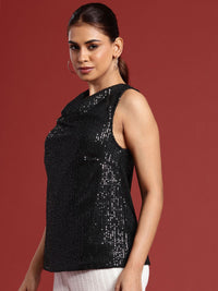 all about you Sequined Embellished Cowl Neck Party Top