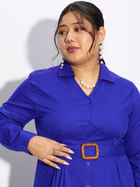 SASSAFRAS Curve Plus Size Long Sleeves Cotton Shirt Dress