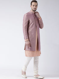 KISAH Men Peach-colored & Off-White Indowestern Sherwani Set