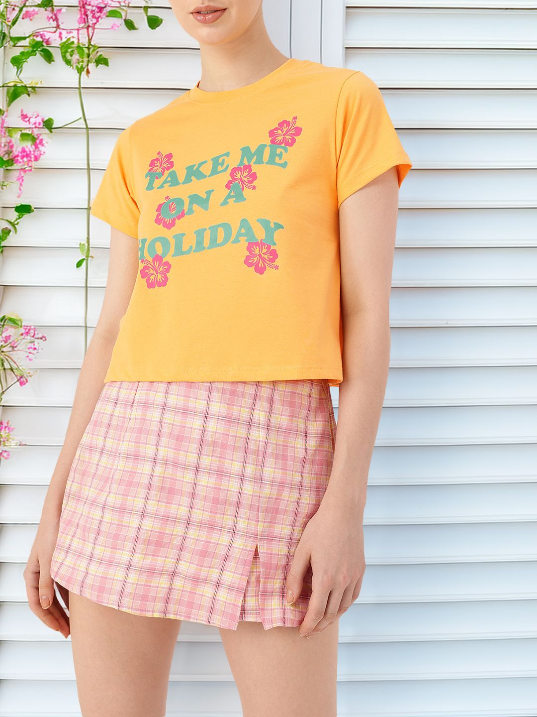 DressBerry Holiday Vibe Typography Printed T-Shirt