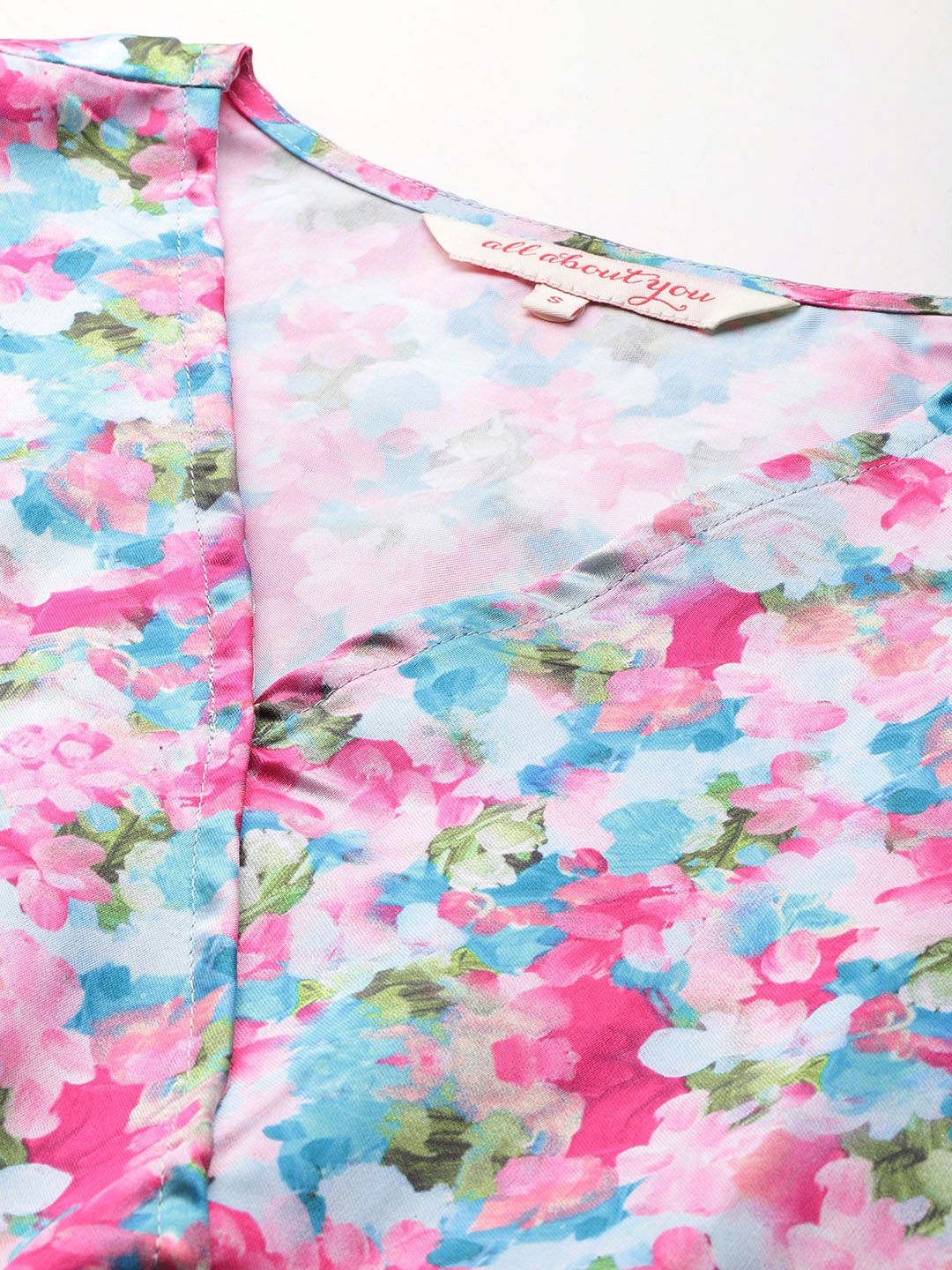 all about you Floral Print Puff Sleeve Cinched Waist Top