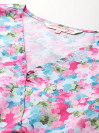 all about you Floral Print Puff Sleeve Cinched Waist Top