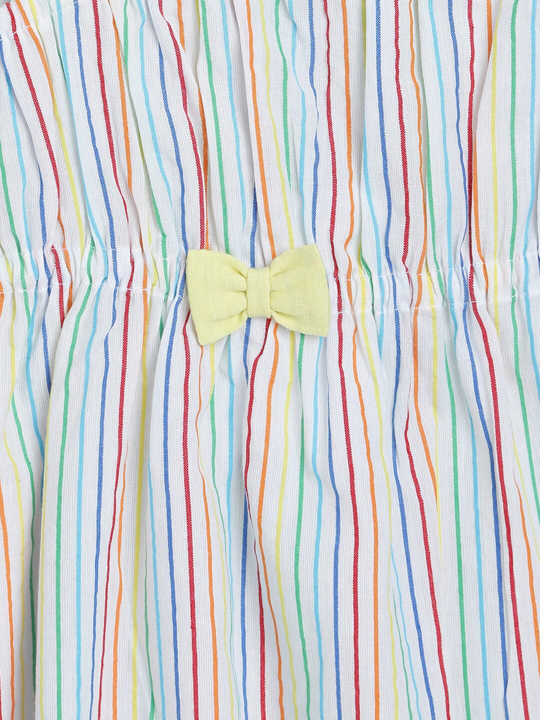 Nauti Nati Girls Multicoloured Striped One Shoulder Cotton Dress
