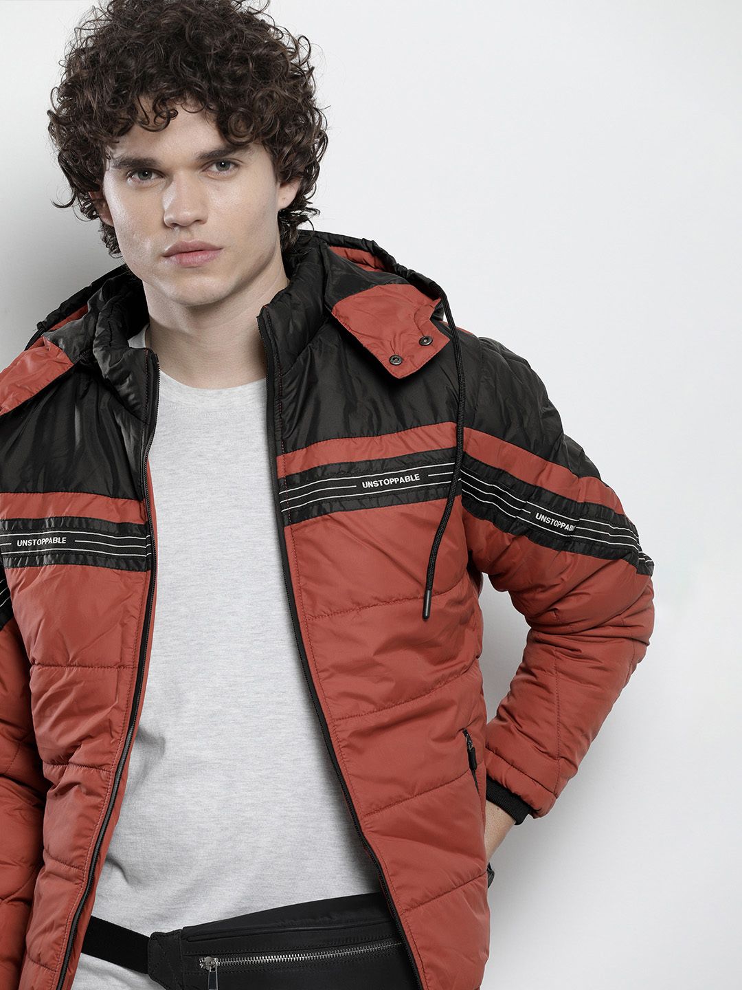 The Indian Garage Co Men Detachable Hood Colourblocked Padded Jacket