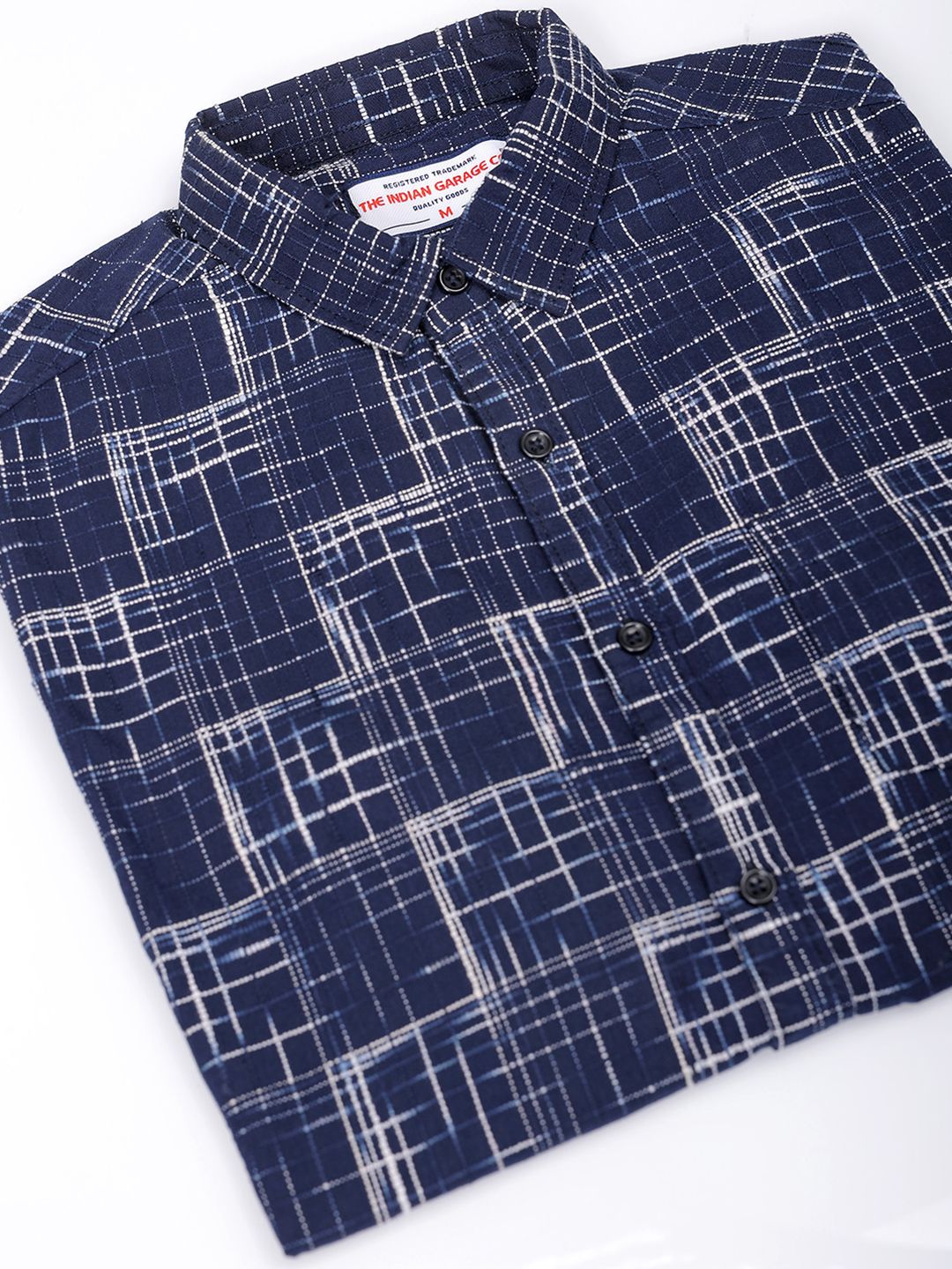 The Indian Garage Co Men Cutaway Collar Checked Cotton Slim Fit Casual Shirt