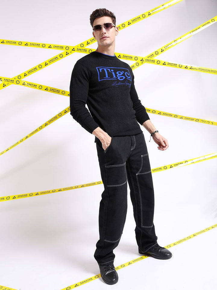 The Indian Garage Co Typography Printed Pullover Acrylic Sweater