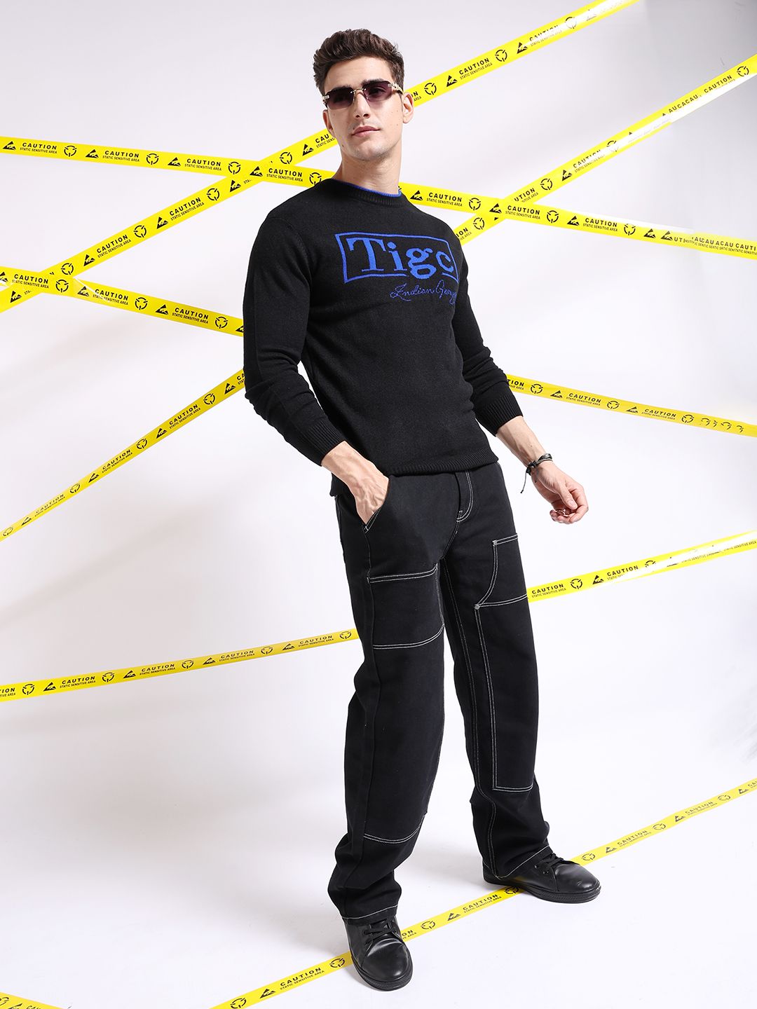 The Indian Garage Co Typography Printed Pullover Acrylic Sweater