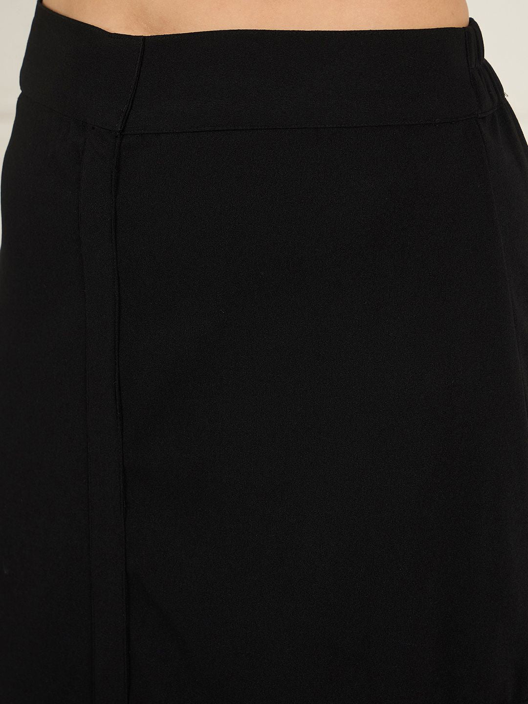 Antheaa Black Floral Printed Shirt With Flared Slit Skirt