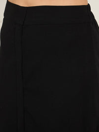 Antheaa Black Floral Printed Shirt With Flared Slit Skirt