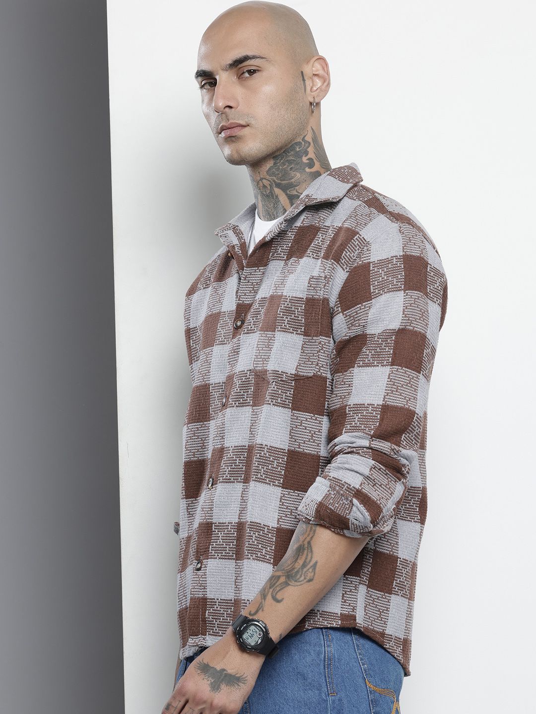 The Indian Garage Co Checked Pure Cotton Casual Shirt