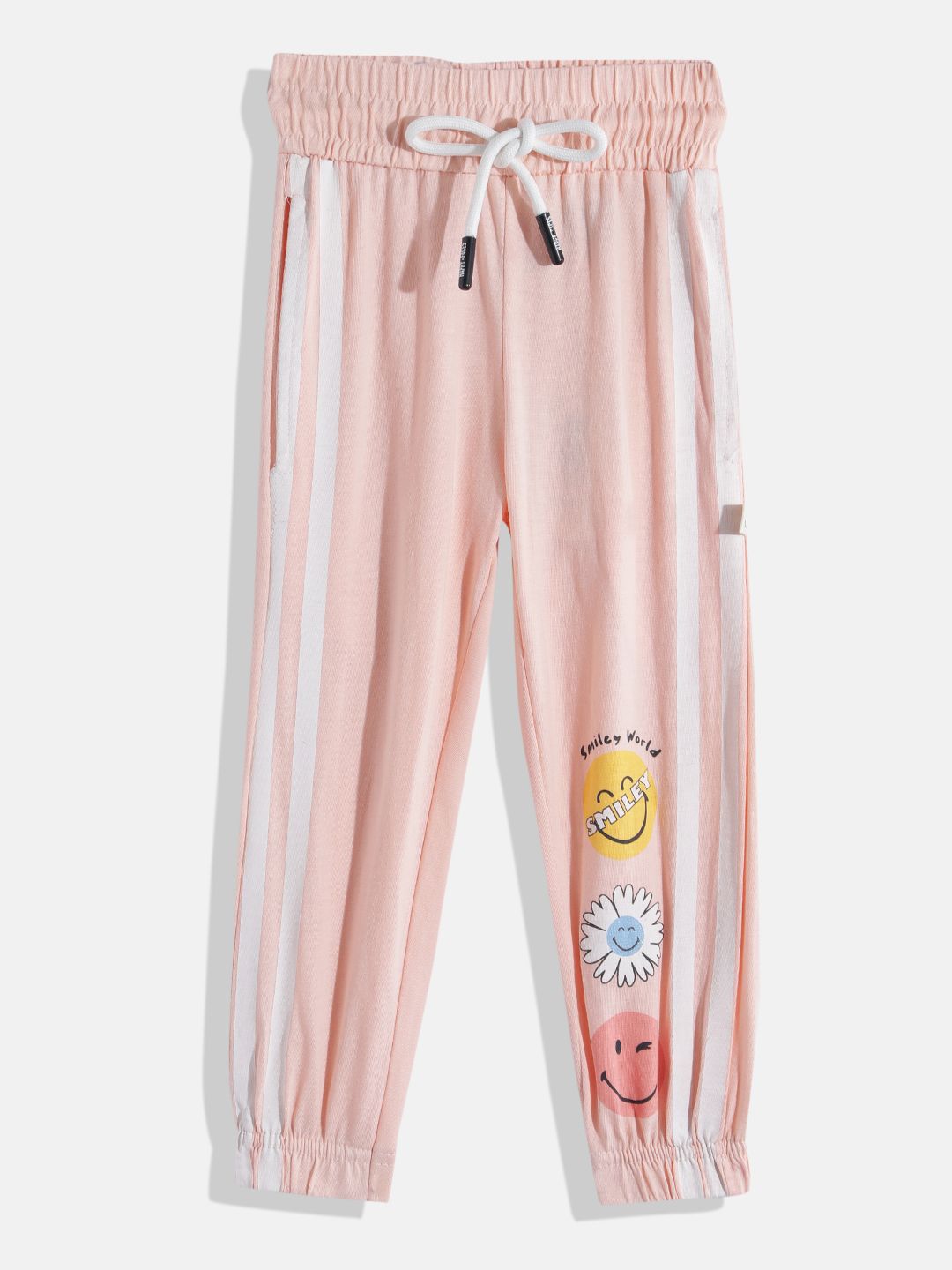 Happy Faces Girls Striped Pure Cotton Joggers