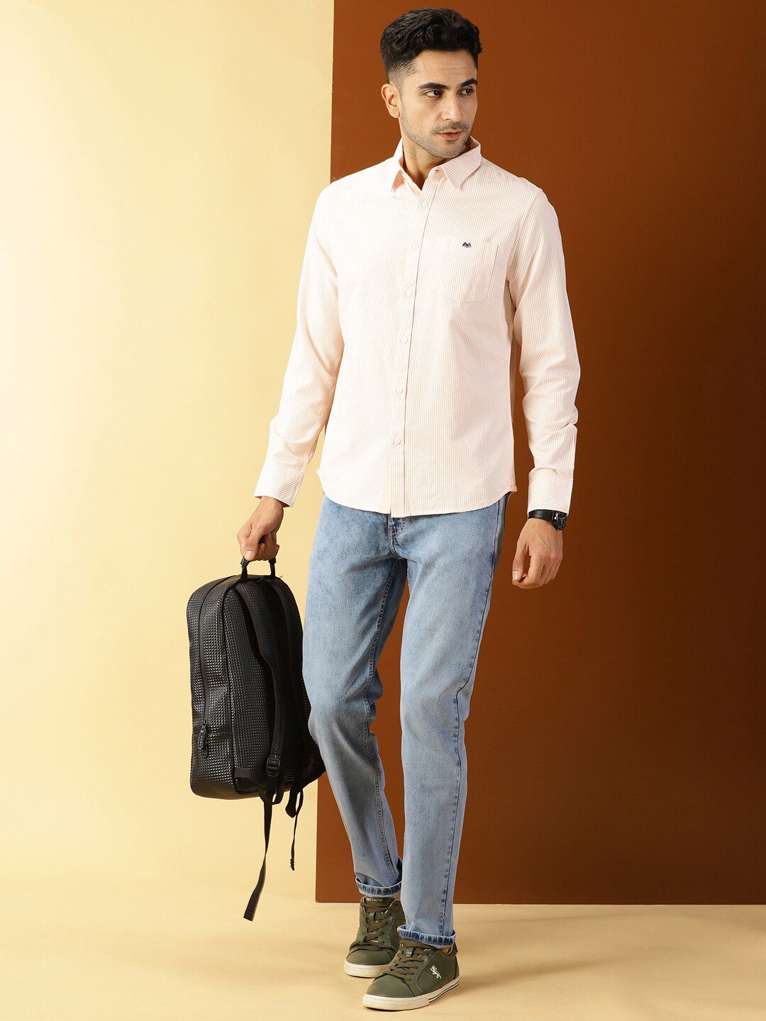 Thomas Scott Men Orange Smart Slim Fit Opaque Casual Shirt