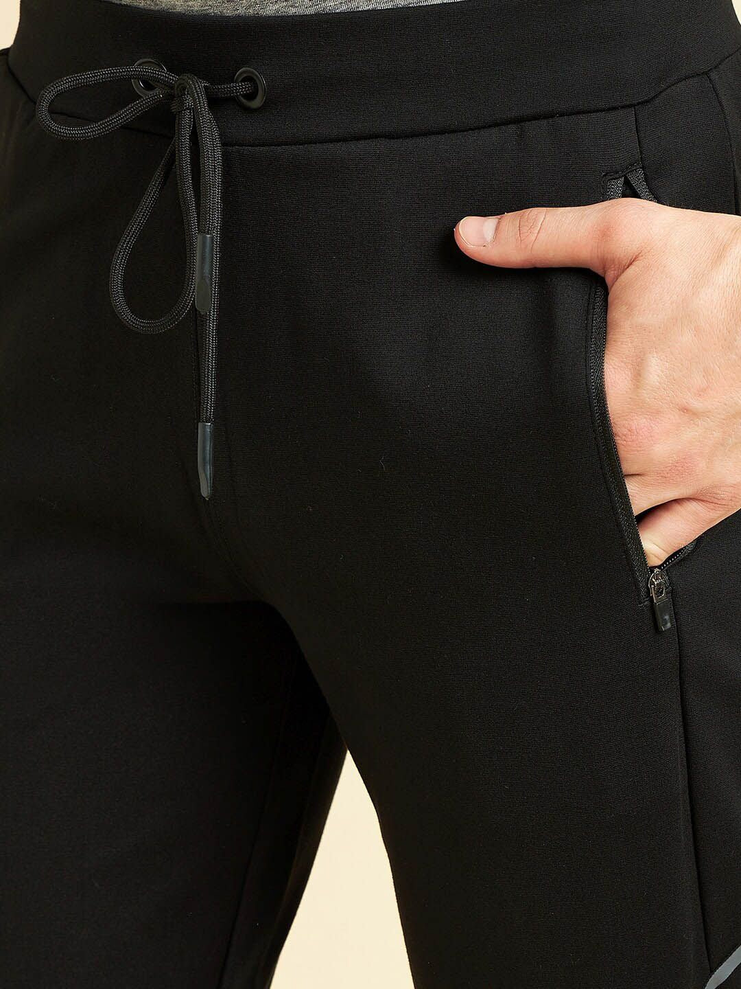 Sweet Dreams Men Black Mid-Rise Track Pants