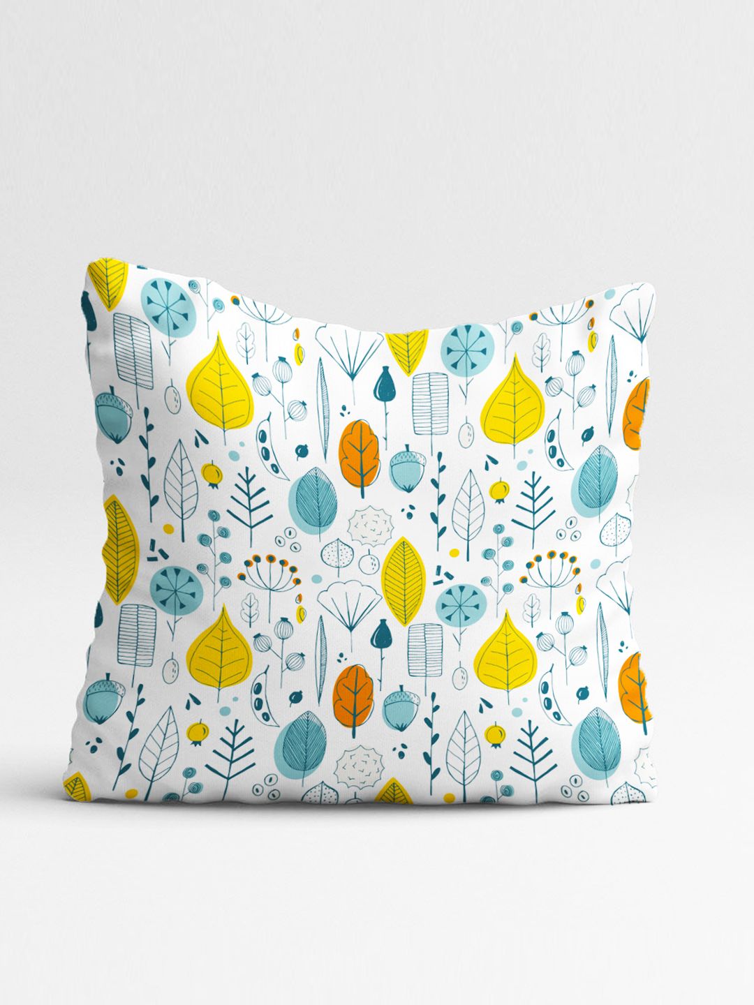 STITCHNEST Yellow & White Set of 5 Floral Square Cushion Covers