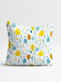 STITCHNEST Yellow & White Set of 5 Floral Square Cushion Covers