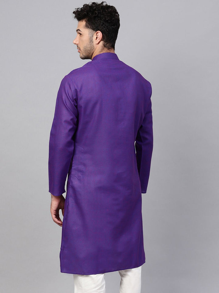 SOJANYA Lelaki Ungu Solid Kurta Lurus