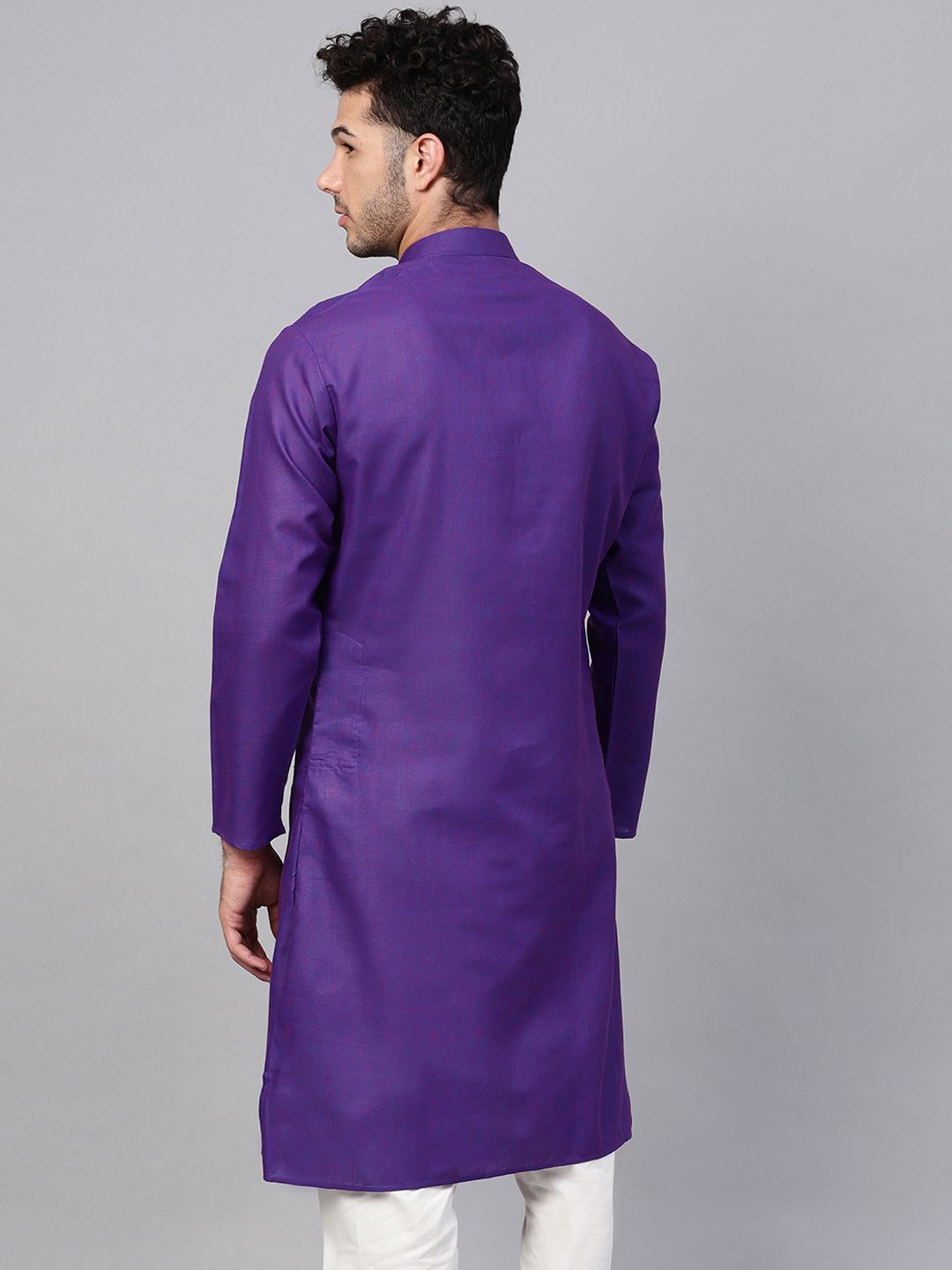 SOJANYA Lelaki Ungu Solid Kurta Lurus
