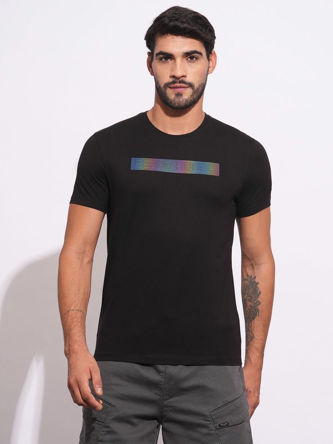 Being Human Men Typography Printed Round Neck Cotton Slim Fit T-shirt