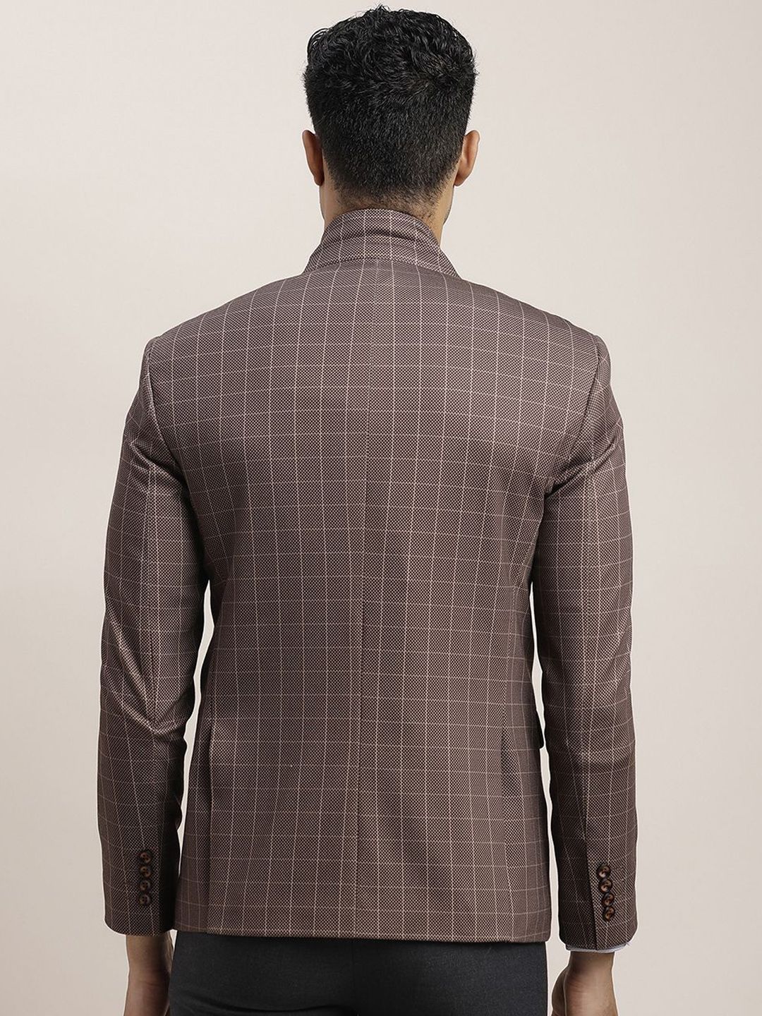 Turtle Checked Single-Breasted Causal Blazer