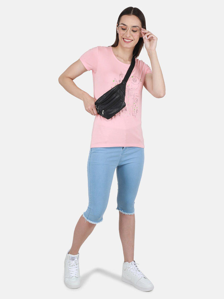 Monte Carlo Round Neck Print Top