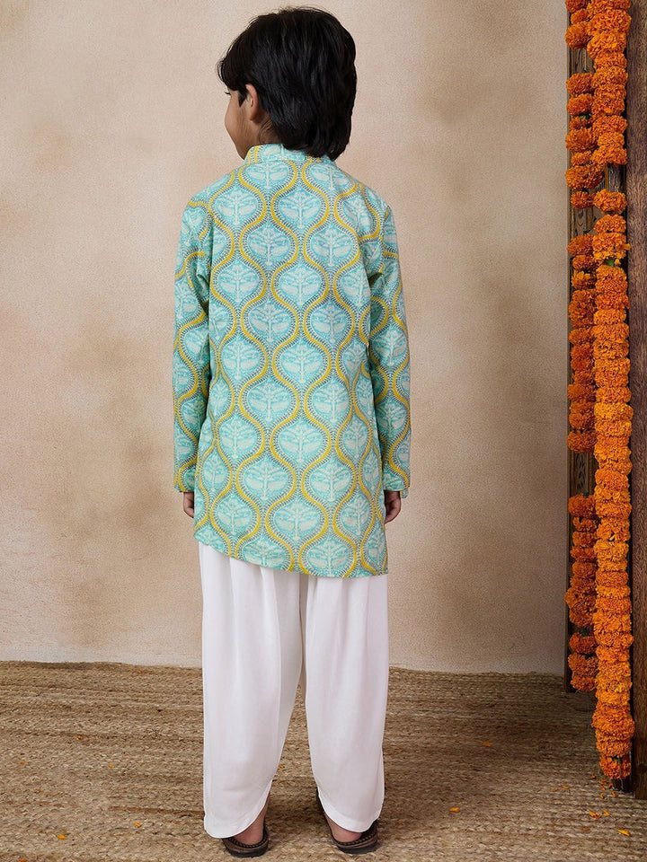 pspeaches Boys Mandarin collar Floral Printed Regular Kurta with Salwar