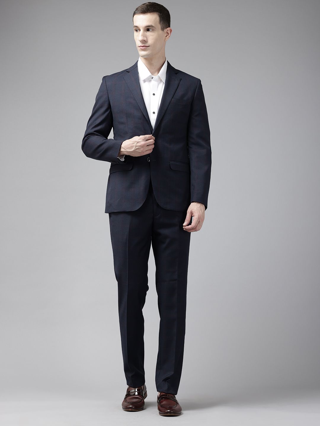 Park Avenue Super Slim Fit 2-Piece Checked Formal Suit