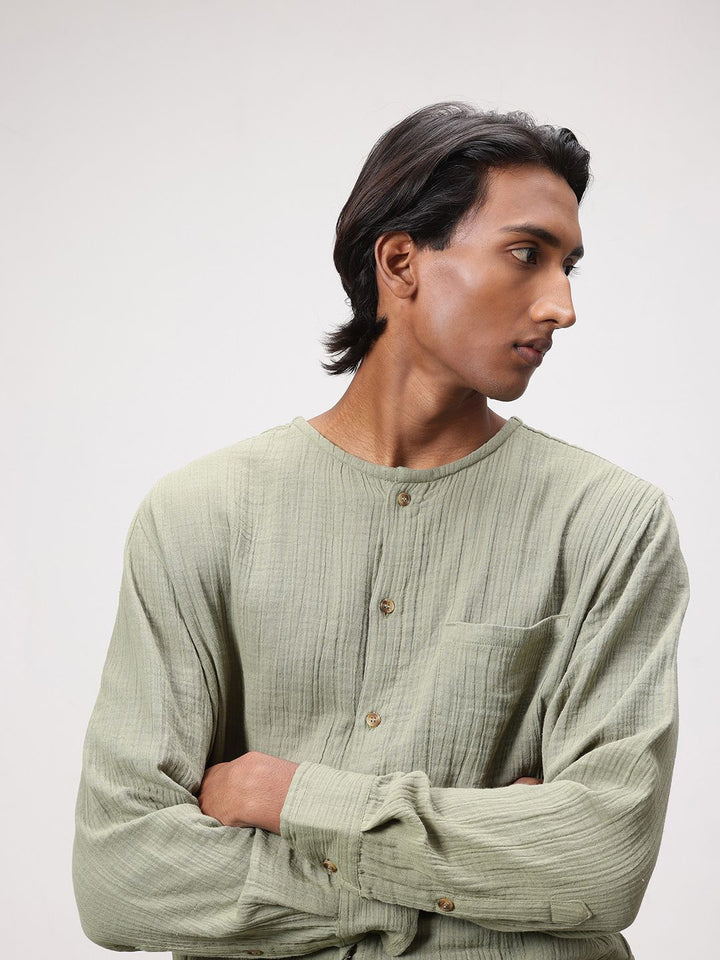 ether Zen Pure Cotton Crinkled Relaxed Shirt
