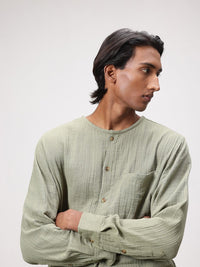 ether Zen Pure Cotton Crinkled Relaxed Shirt