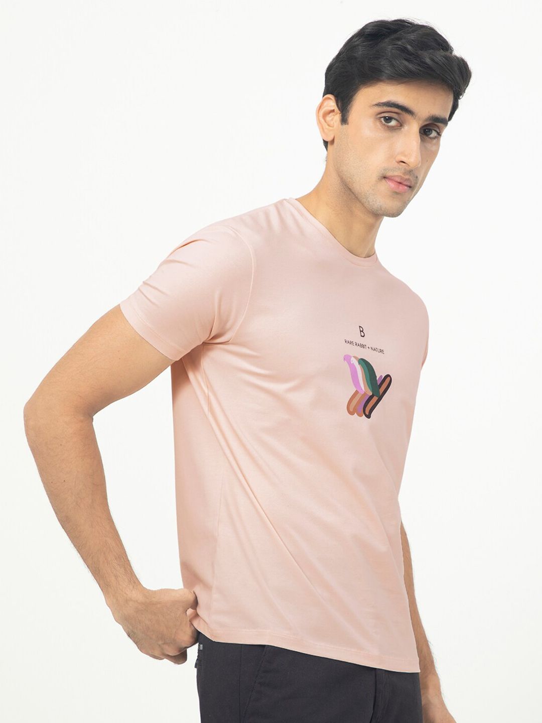 RARE RABBIT Men Erdon Round Neck Slim Fit Cotton T-Shirt