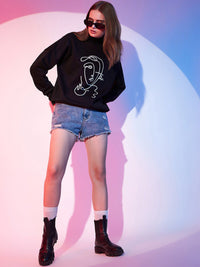 STREET 9 Graphic Printed Turtle Neck Fleece Pullover Sweatshirt