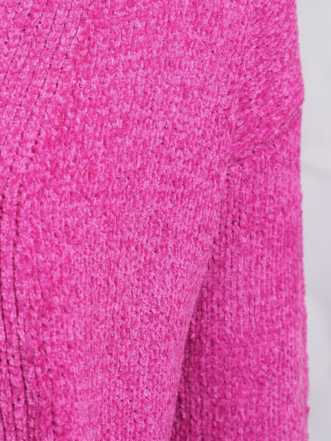 Tokyo Talkies Relaxed Fit Self Design Longline Acrylic Front-Open Sweater