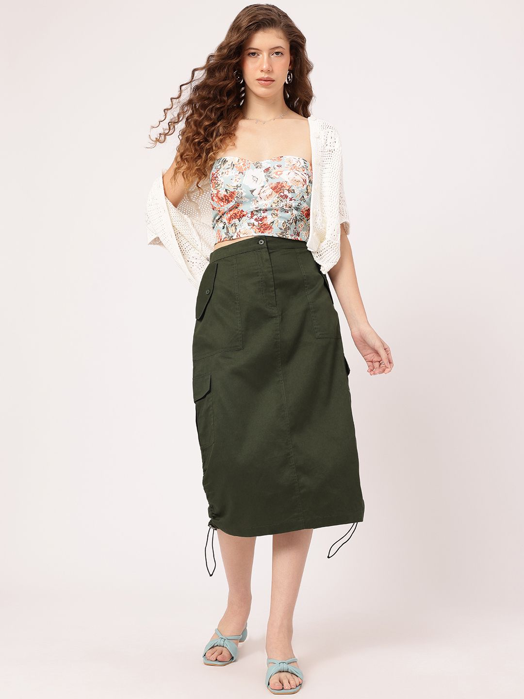 DressBerry Straight Toggle Adjusted Pure Cotton Skirt