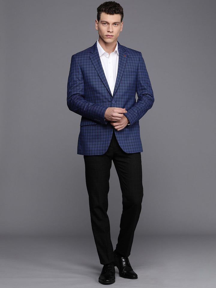 Raymond Contemporary Fit Checked Single-Breasted Formal Blazer