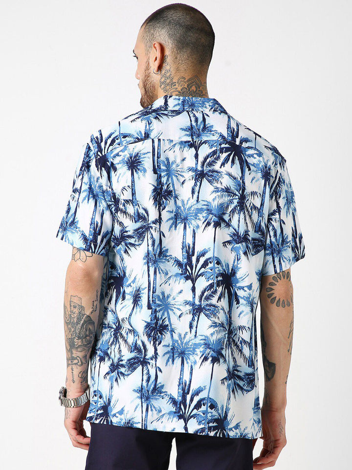 VASTRADO Men Hawaiian Printed Resort Collar Oversized Shirt
