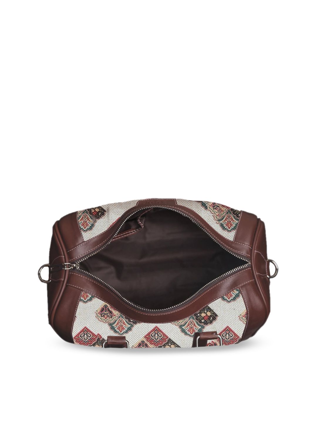 ZOUK Women Off White & Brown Seashell Motif Printed Handheld Bag