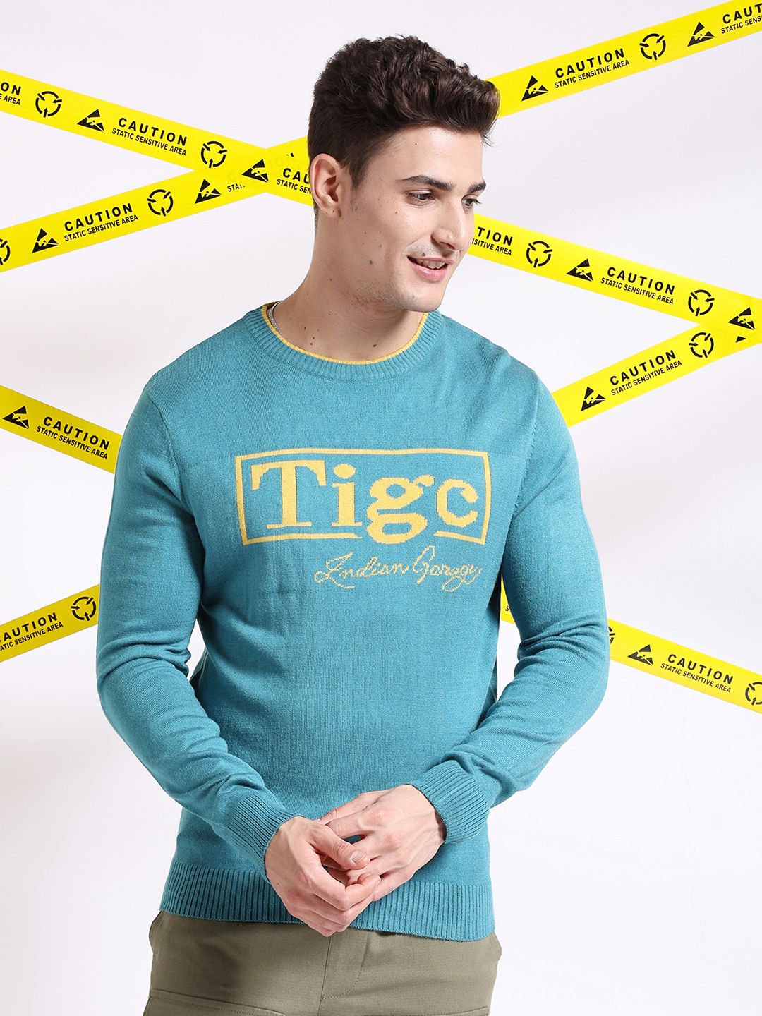 The Indian Garage Co Typography Printed Pullover Acrylic Sweater