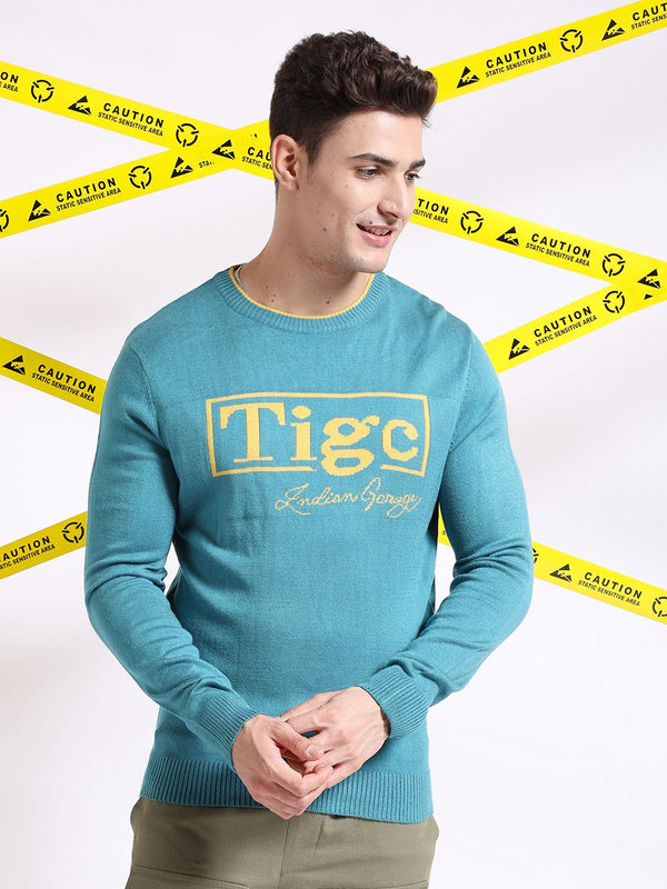 The Indian Garage Co Typography Printed Pullover Acrylic Sweater
