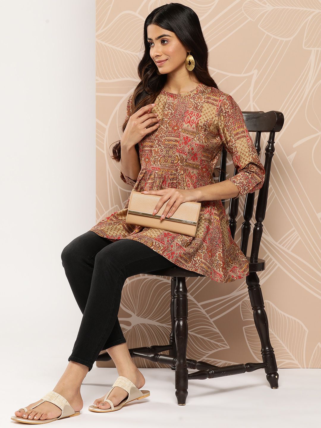 Libas Ethnic Motifs Printed Pleated Kurti