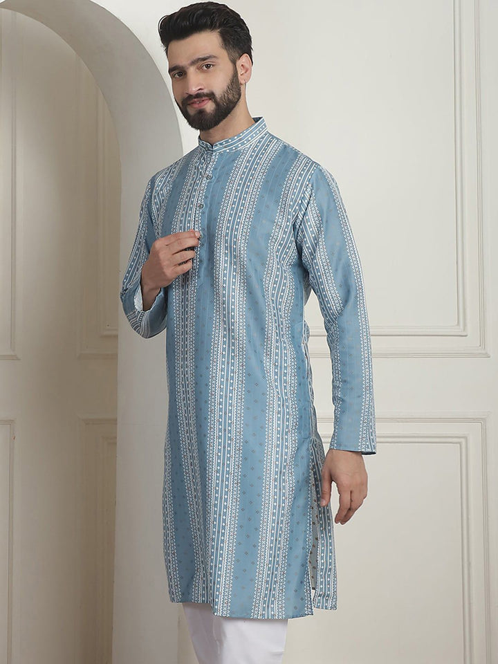 SOJANYA Printed Mandarin Collar Long Sleeves Straight Kurta