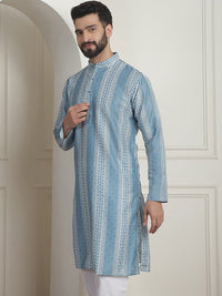 SOJANYA Printed Mandarin Collar Long Sleeves Straight Kurta