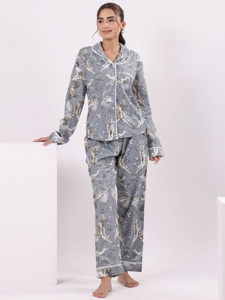 SANSKRUTIHOMES Women Printed Pure Cotton Night suit