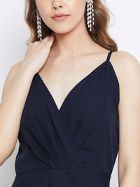 Berrylush Blue Crepe Maxi Dress