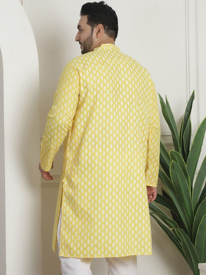 SOJANYA PLUS Motif Etnik Bercetak Kolar Jalur Kurta Lurus