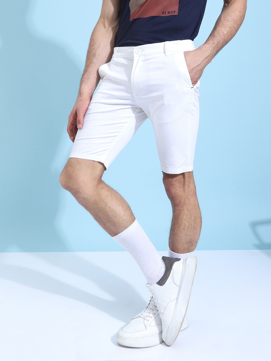 The Indian Garage Co Men Pure Cotton Solid Slim Fit Regular Shorts