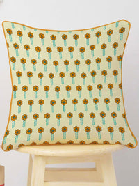 STITCHNEST Blue & Red Set of 5 Floral Velvet Square Cushion Covers
