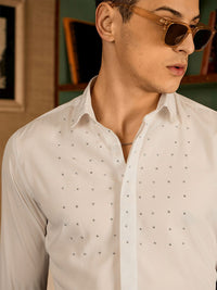 DENNISON Men Spread Collar Embellished Party Shirt